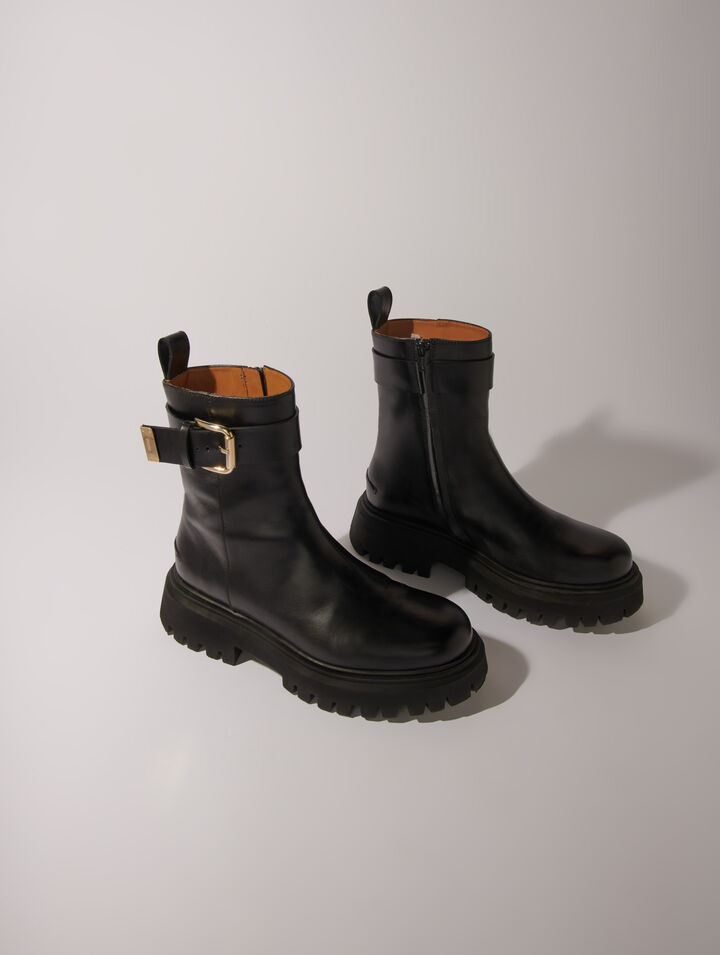 Lederstiefeletten mit Schnalle