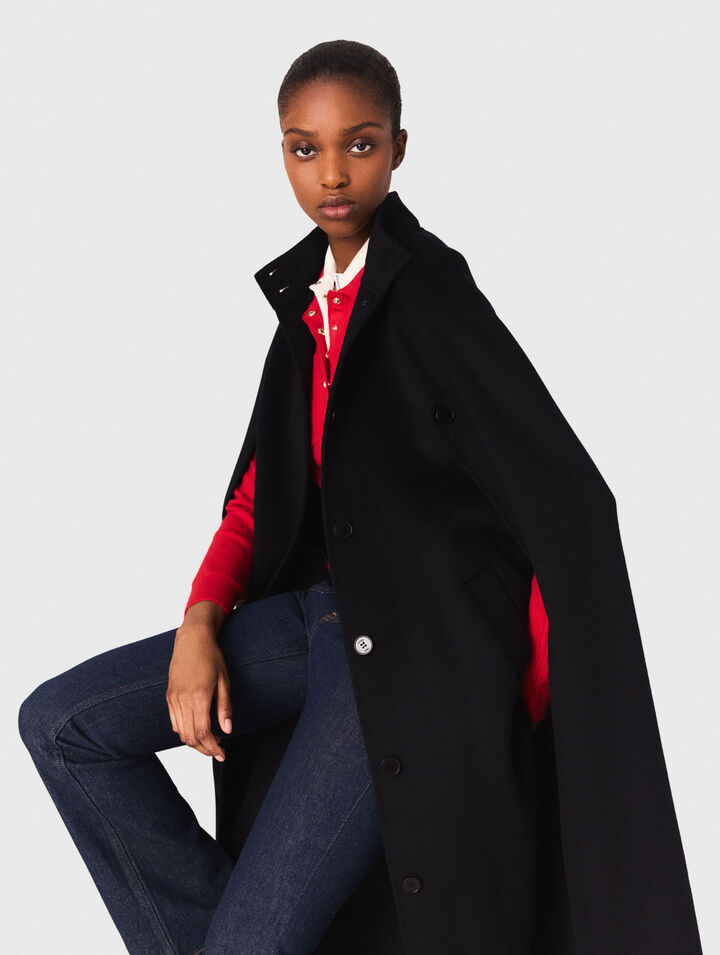 Langer Doubleface-Mantel mit Cape