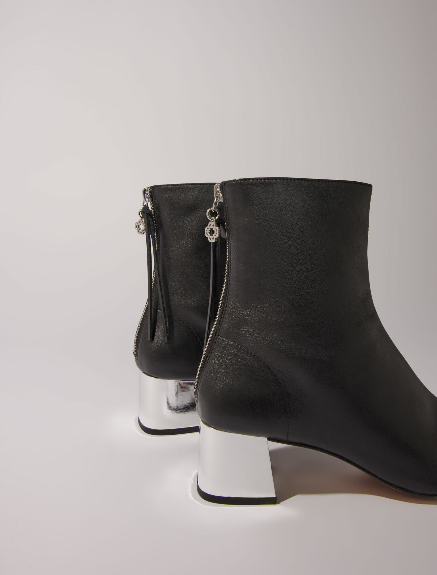Lederstiefeletten mit eckiger Kappe