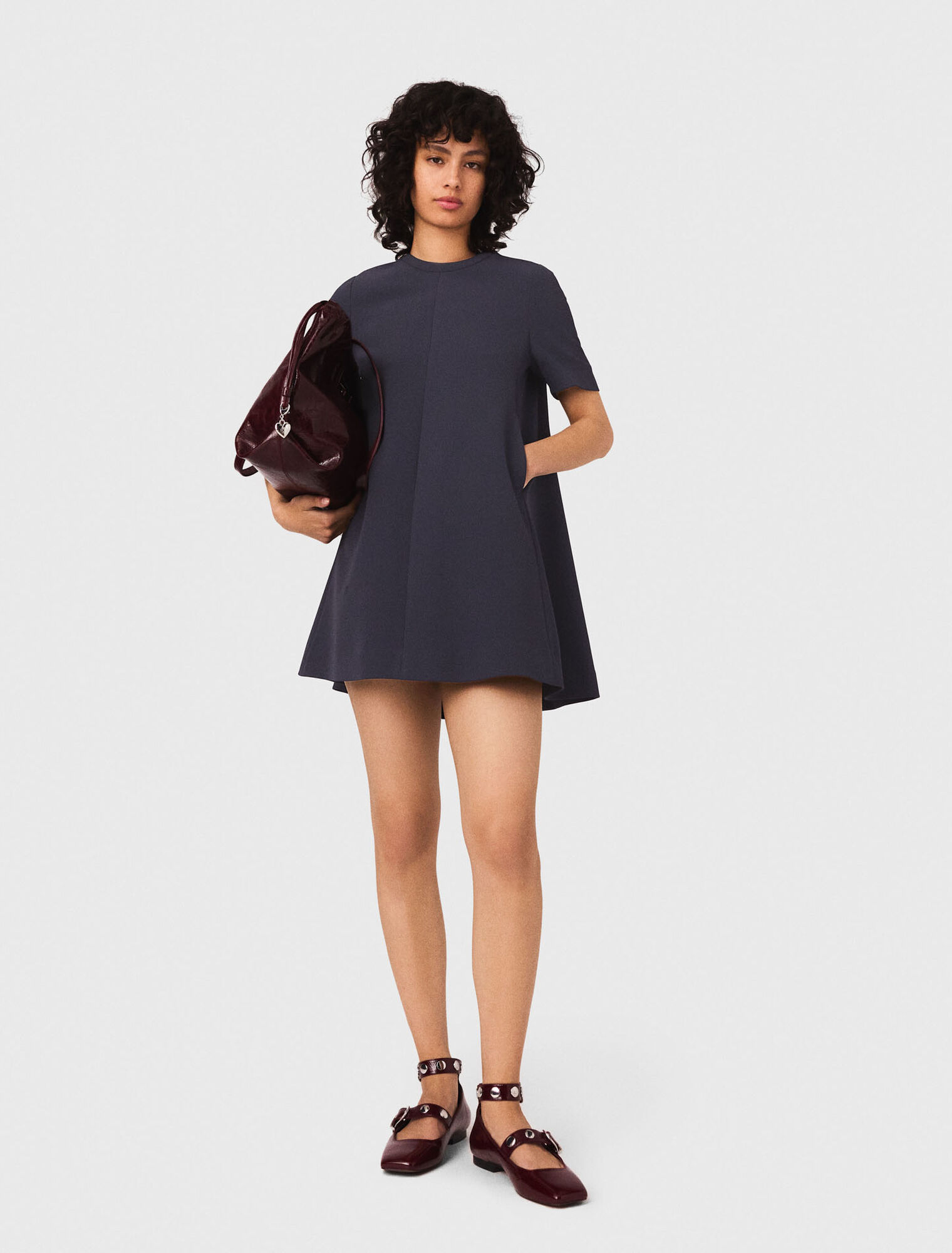 Trapezkleid aus schwerem Crêpe