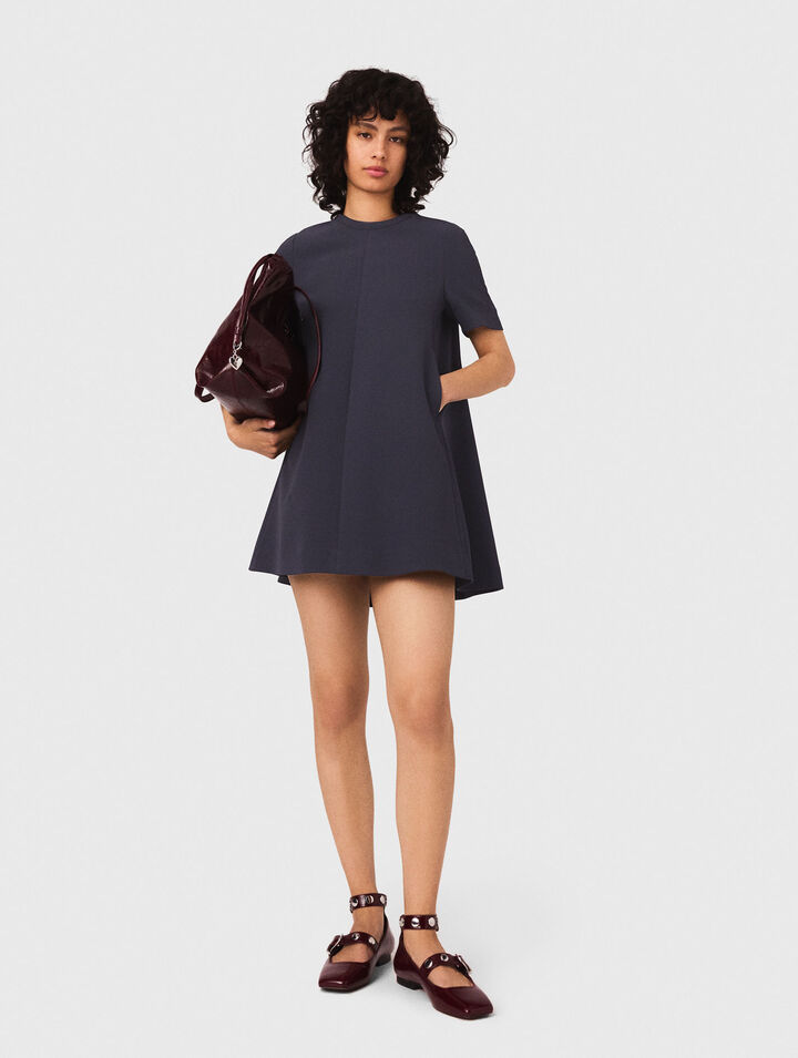 Trapezkleid aus schwerem Crêpe