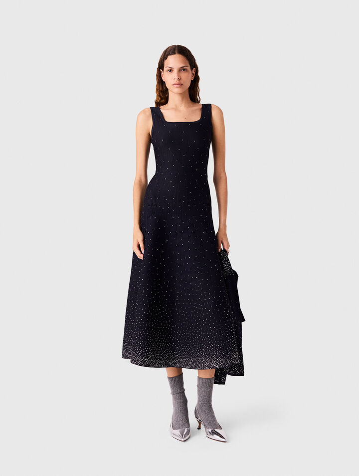 Langes Strickkleid mit Strass