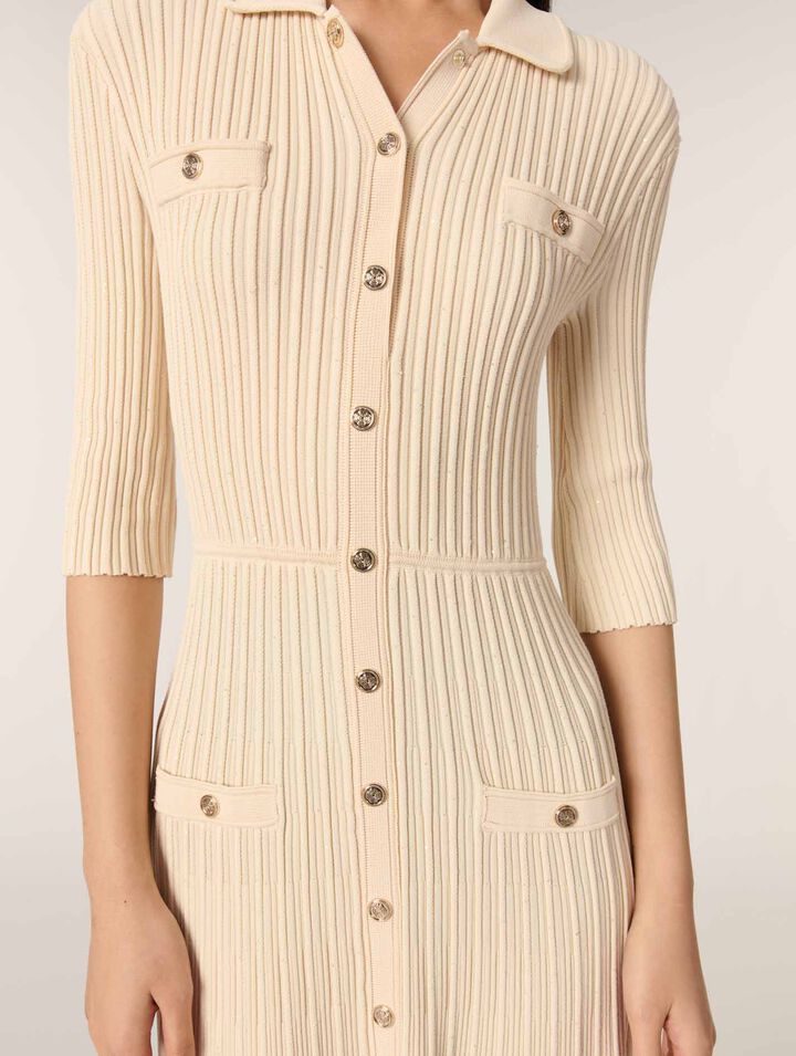Midi-Strickkleid mit Pailletten
