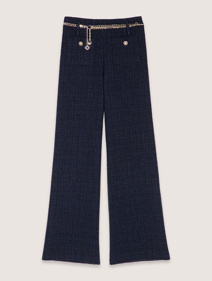 Tweed-Hose mit Kettengürtel