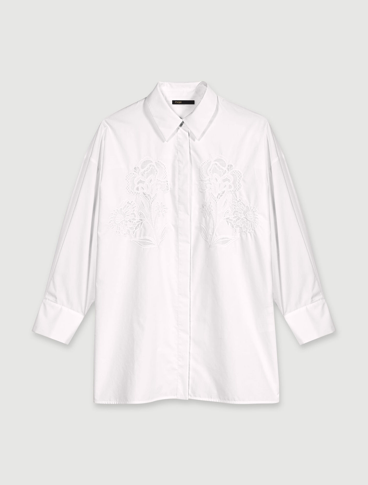 Popelinehemd mit Häkeldetails