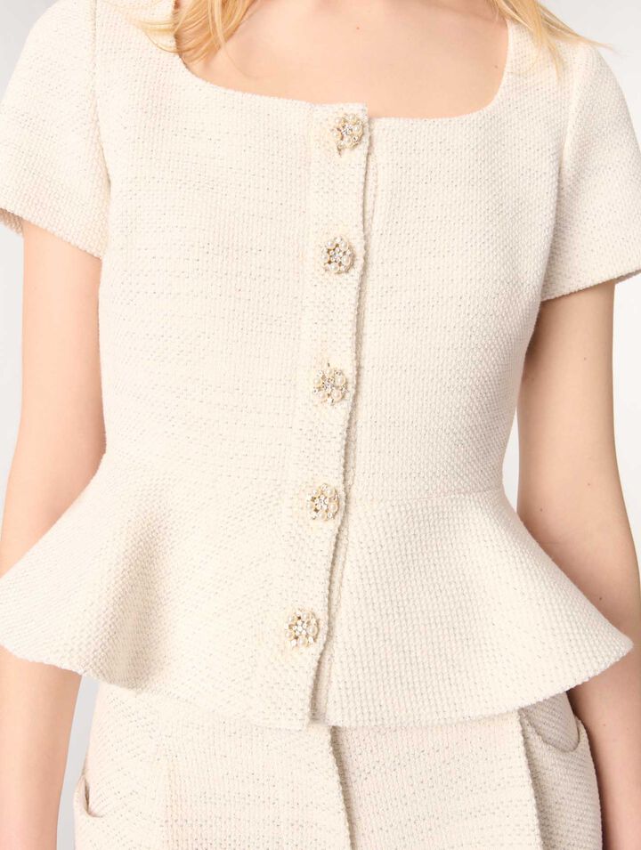 Peplum-Top aus Tweed und Lurex