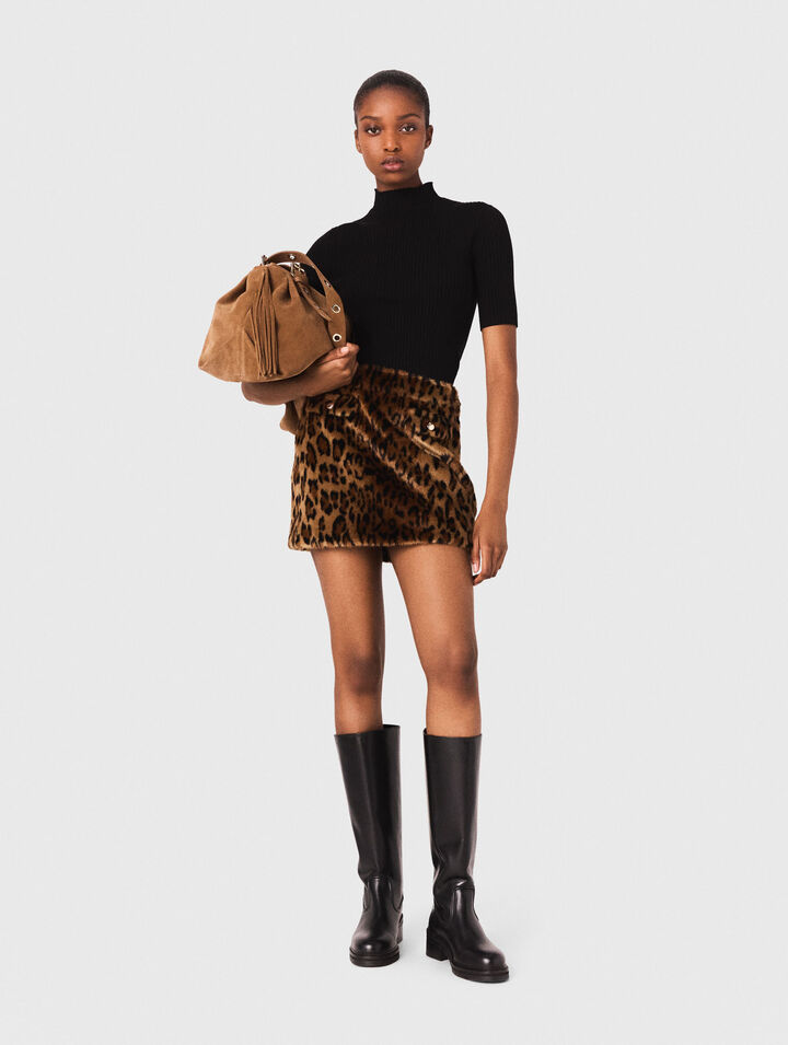 Leopard-Minirock aus Kunstpelz