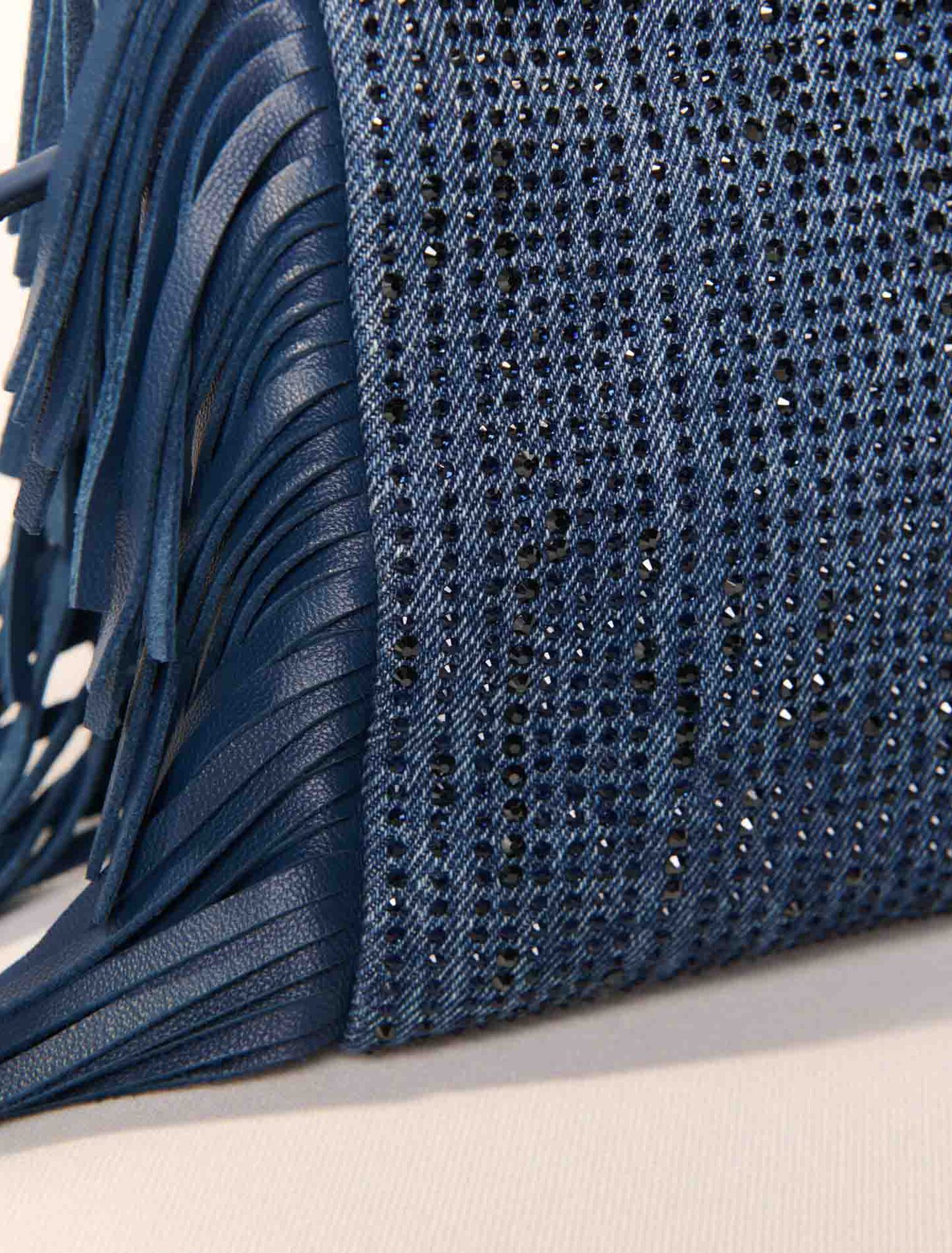 Tasche M Mini aus Denim mit Strass