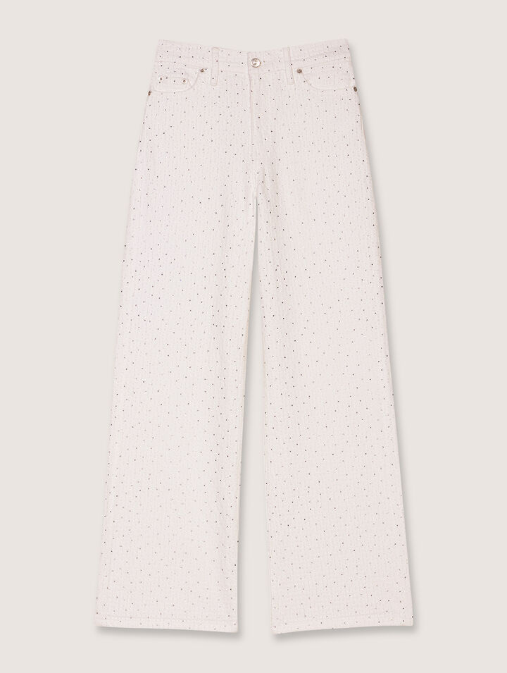 Weite Jeans mit Strass-Schmuck