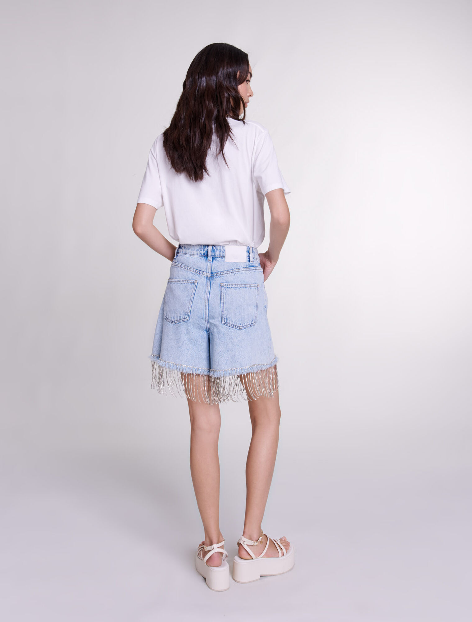 Denimshorts mit Strass
