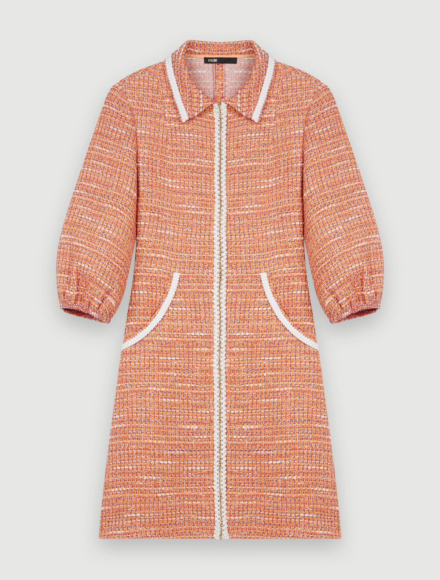 Tweedkleid mit geflochtenen Borten