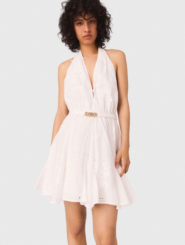 Kurzes besticktes Kleid, rückenfrei
