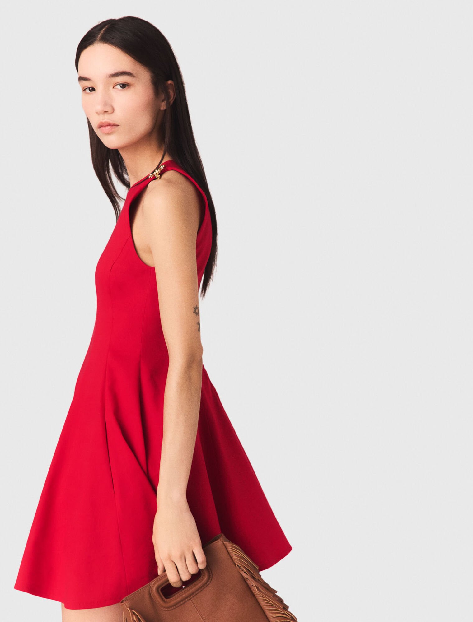 Kurzes ausgestelltes Leinenmixkleid