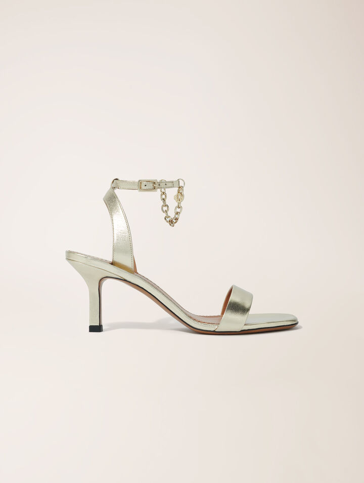 Sandalen aus Metallic-Leder in Gold