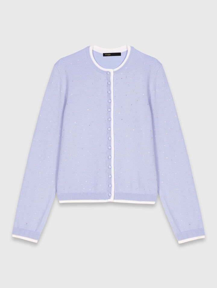 Cardigan aus 100% Wolle mit Strass