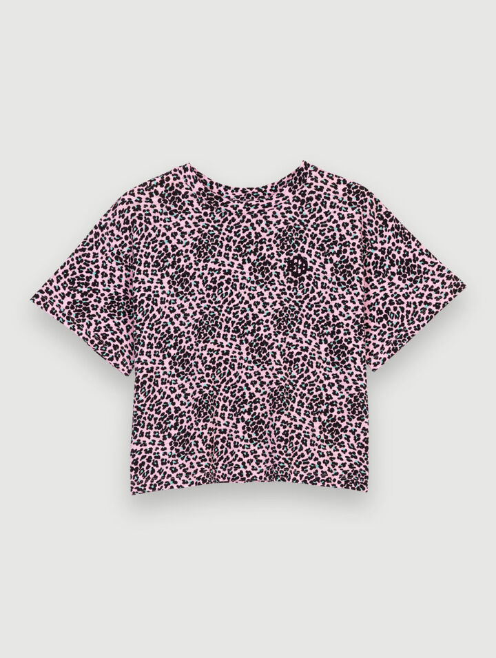 T-Shirt aus Baumwolle mit Leopardenprint