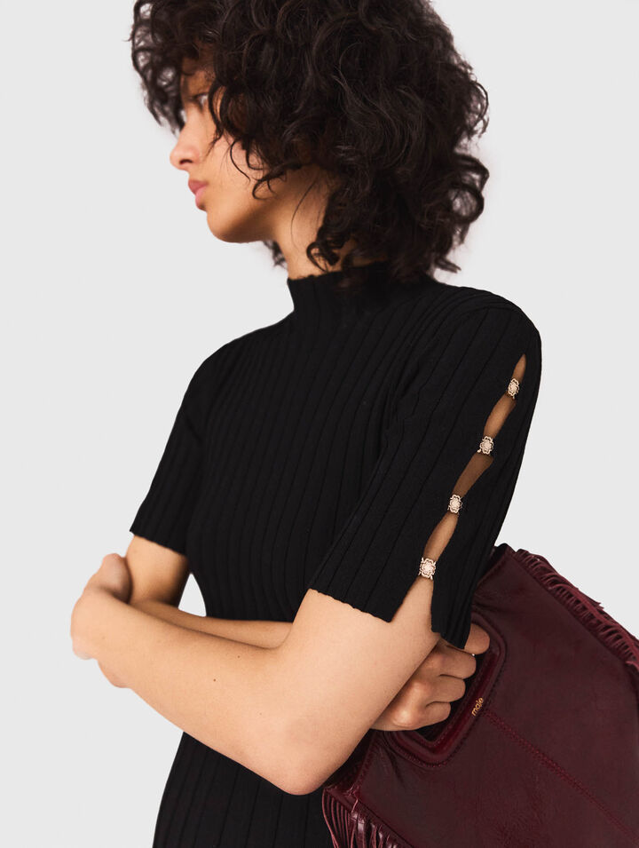 M-Tasche aus Craqulé-Leder