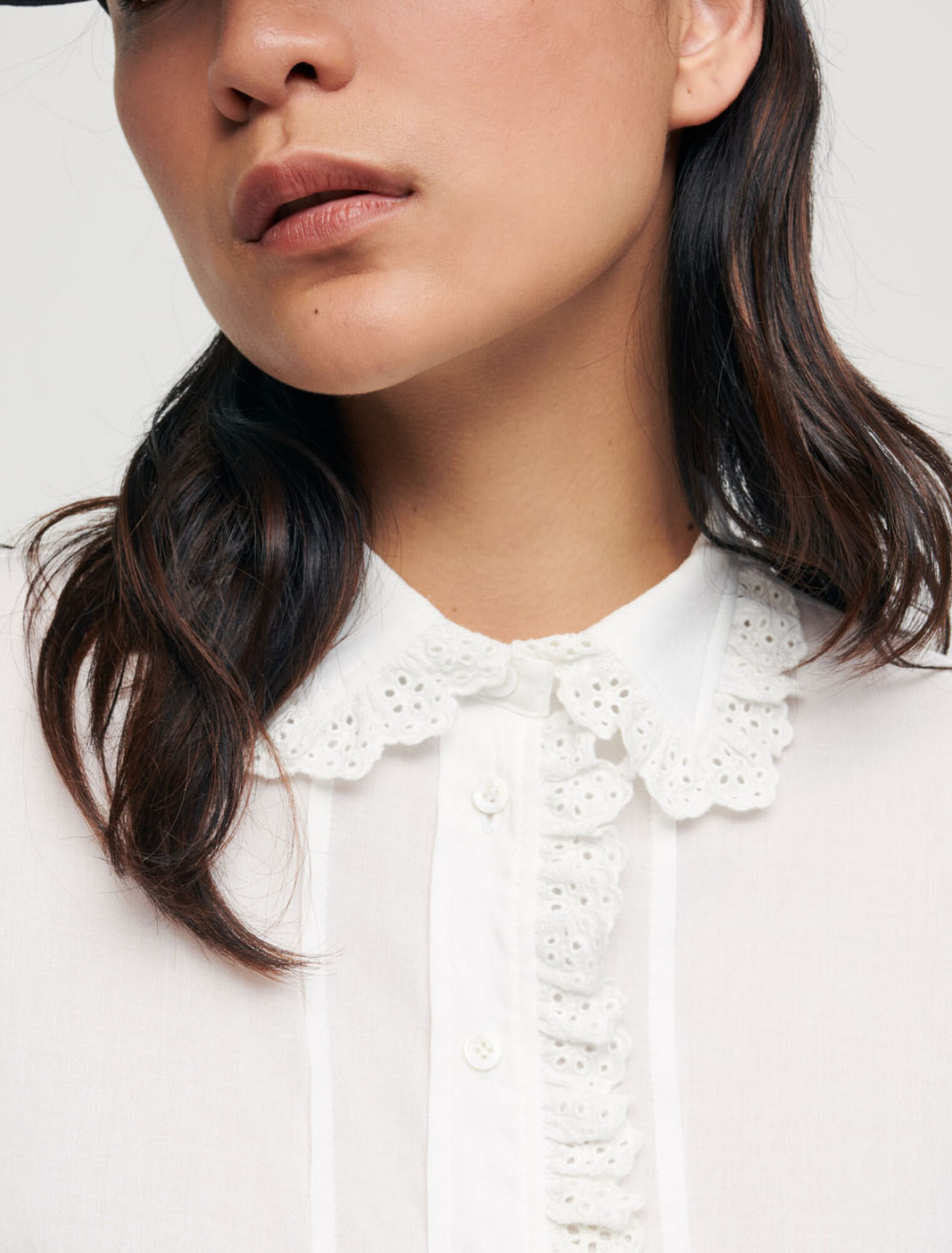 Bluse aus Voile, mit Bubikragen