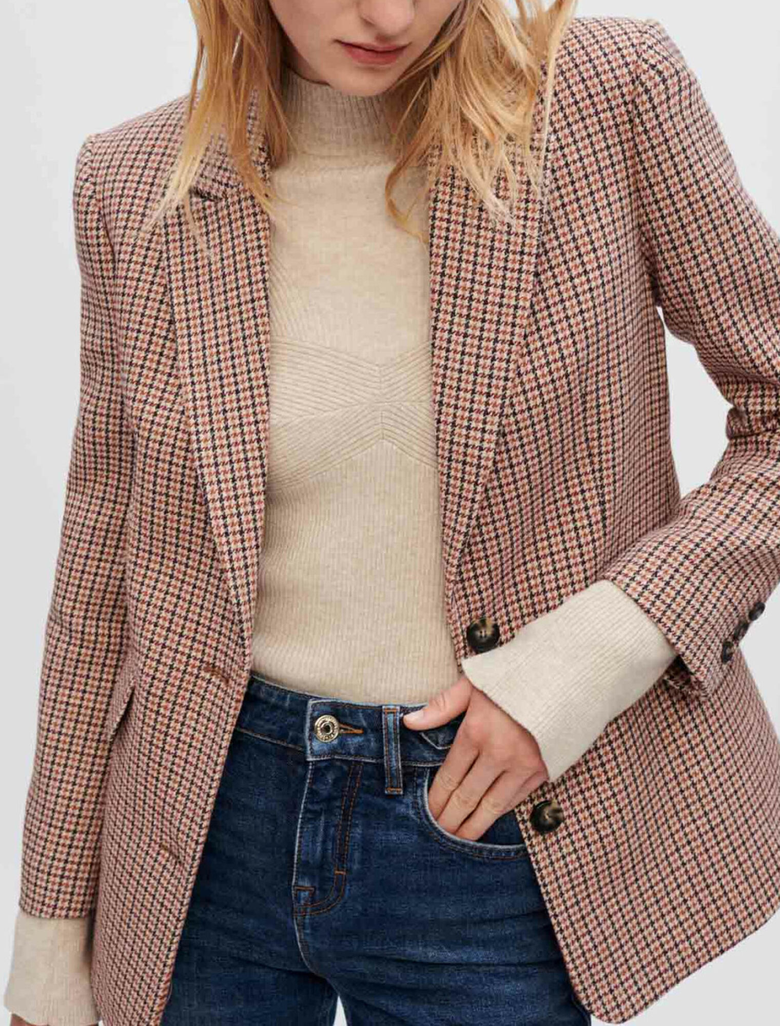 Kostümjacke mit Hahnentrittmuster