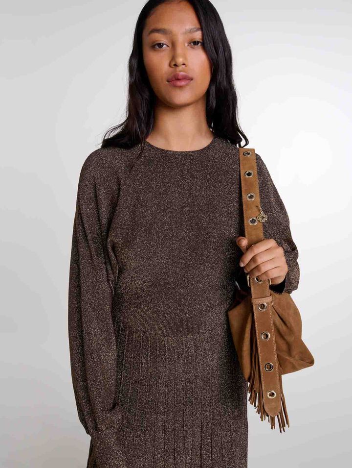 Langes Kleid aus glänzendem Strick