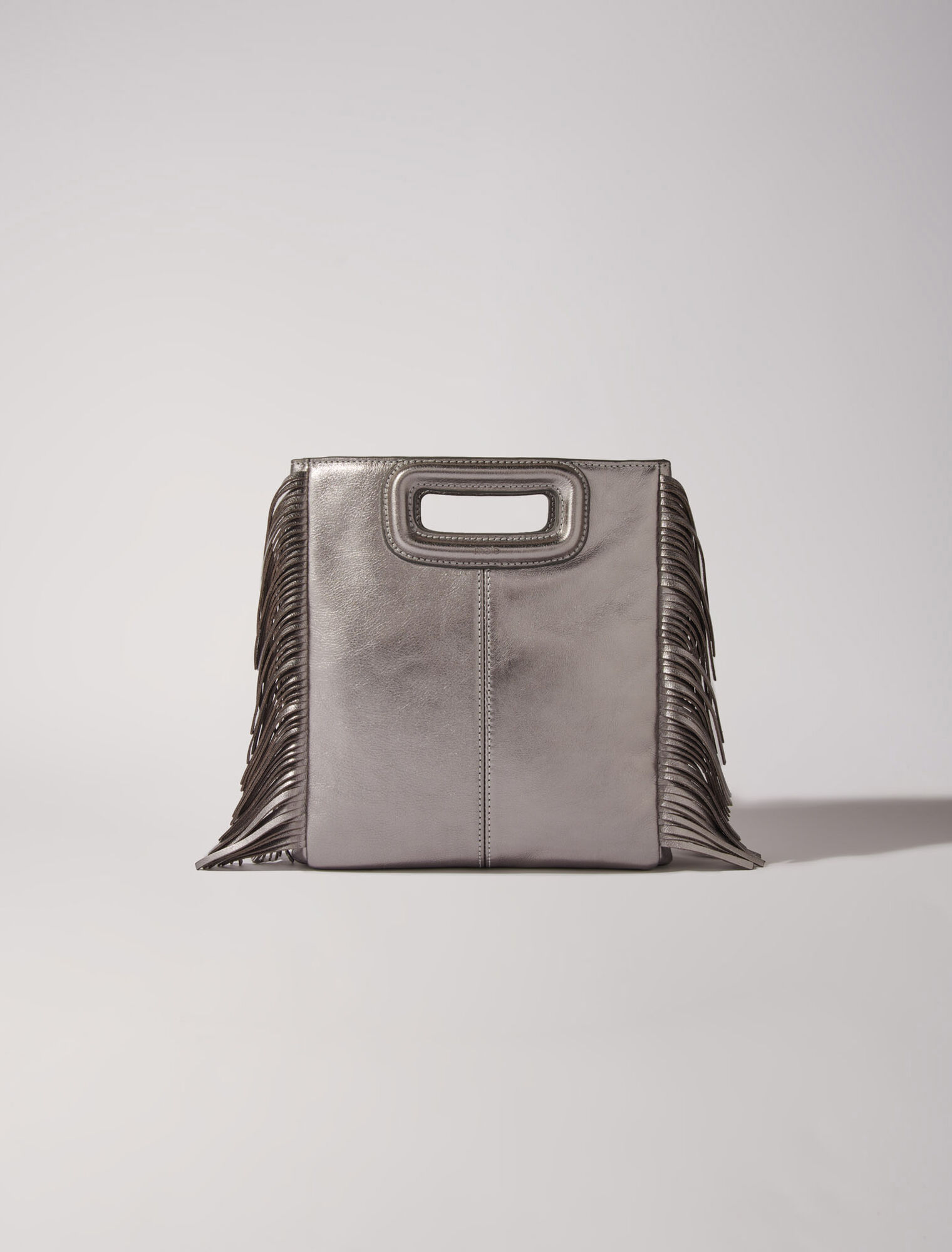 Ledertasche M in Gunmetal