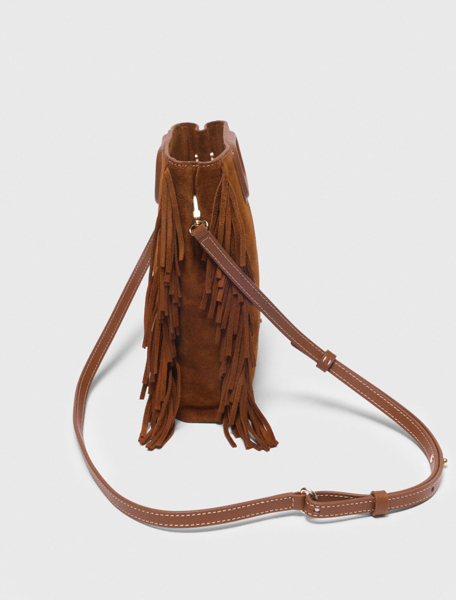 Gesteppte M-Tasche aus Veloursleder