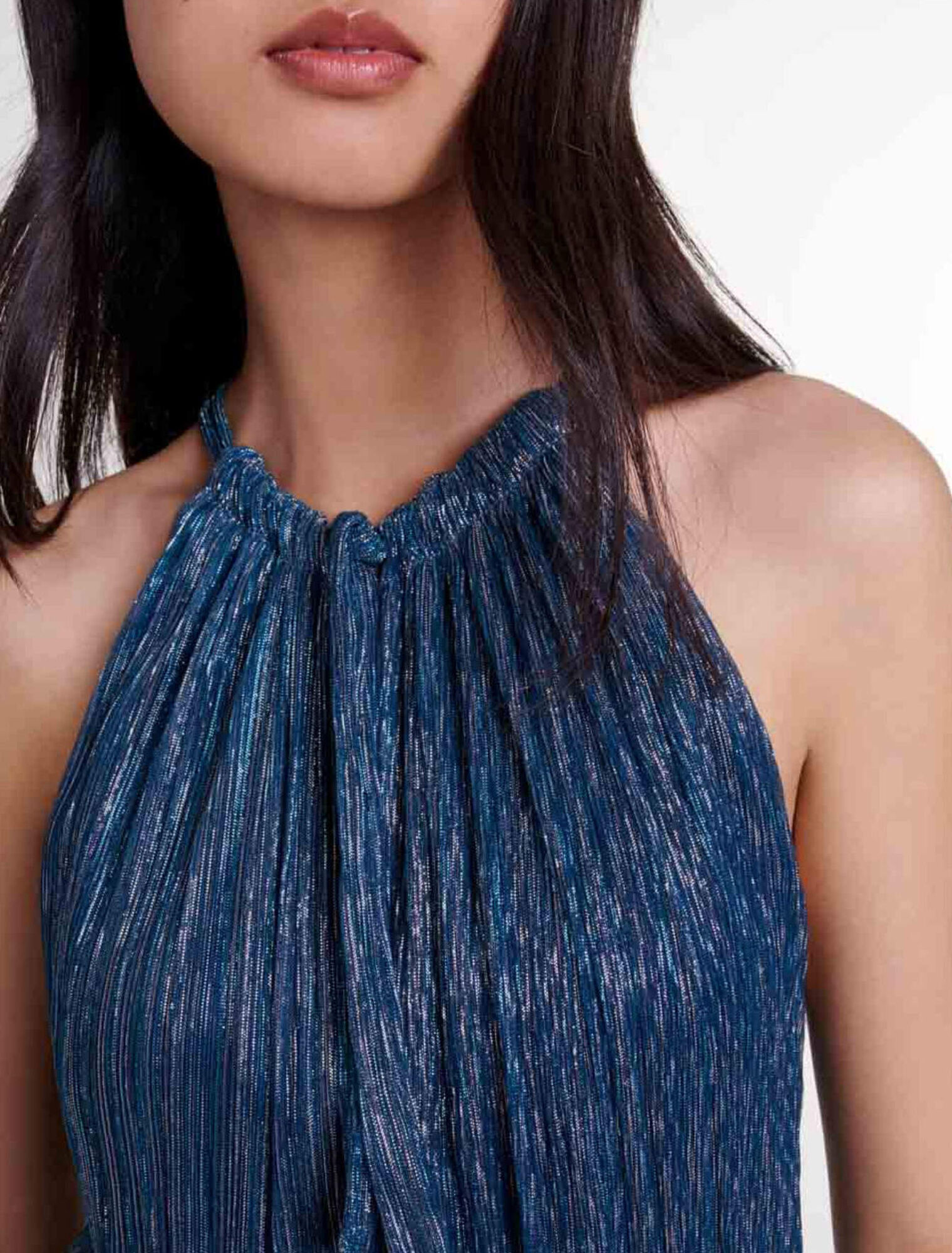 Langes Lamee-Kleid mit Volants