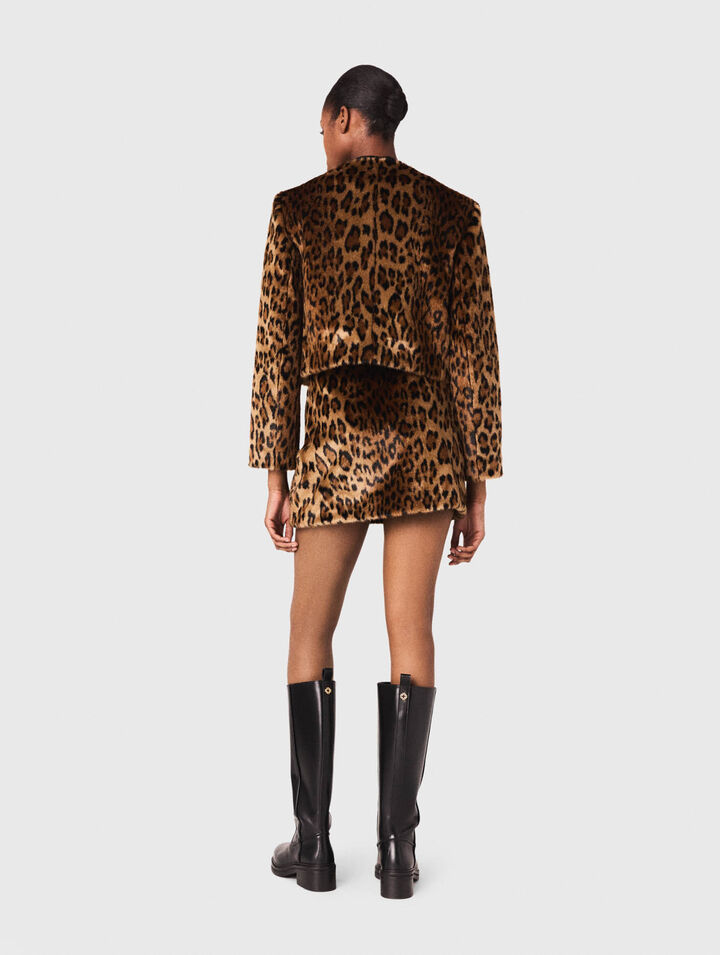 Leopard-Kunstpelzjacke