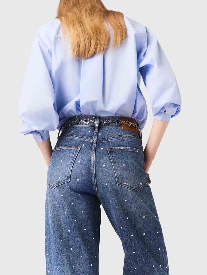 Weite Denim-Jeans mit Nieten