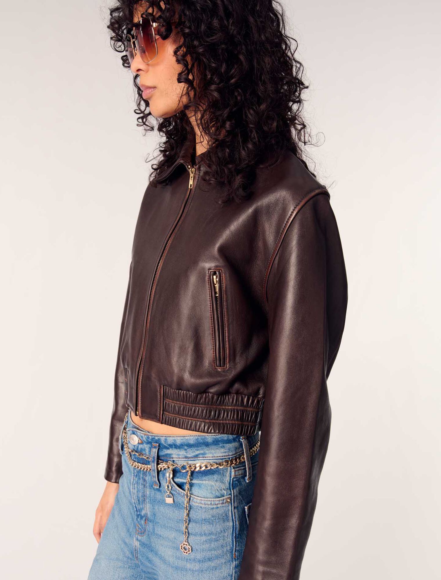 Jacke aus Leder im Vintage-Look