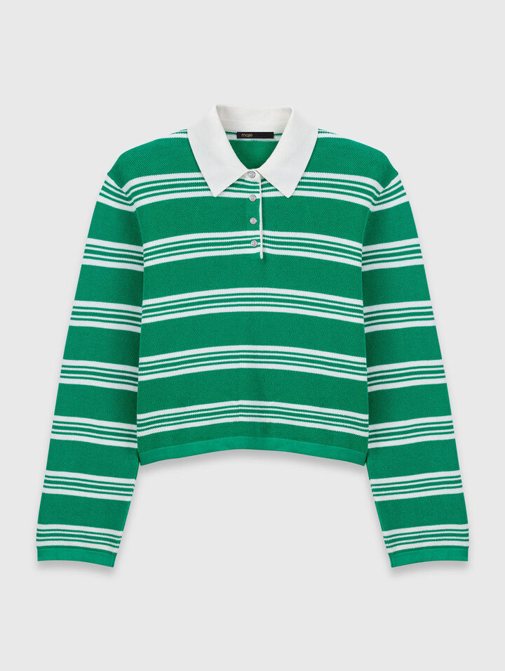 Kurzer gestreifter Polopullover