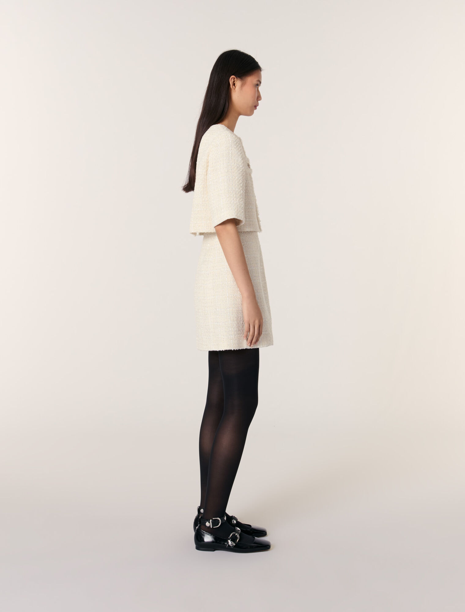 Kurzes 2-in-1-Kleid aus Tweed