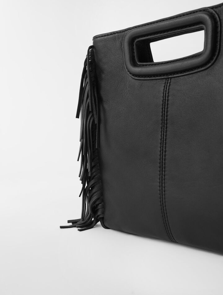 M-Tasche aus Glattleder mit Fransen