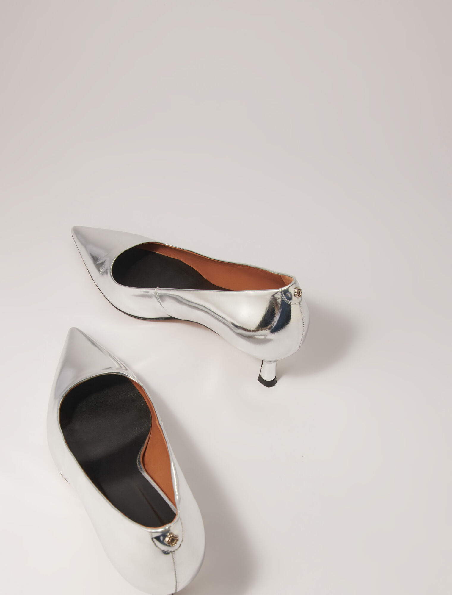 Spitze Lederpumps mit Spiegel-Optik