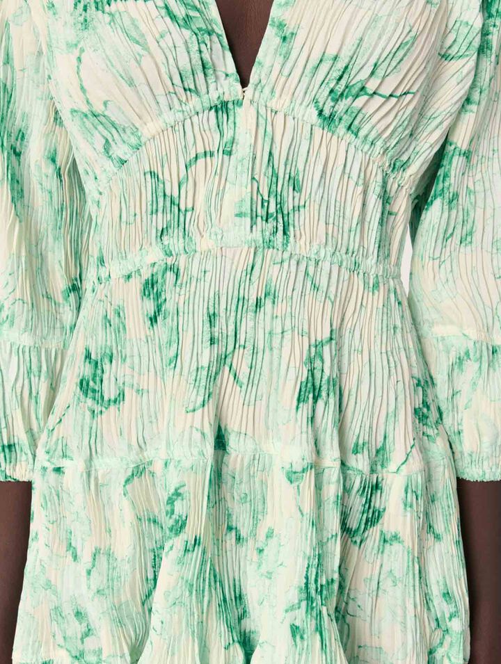 Kurzes plissiertes Kleid mit Print