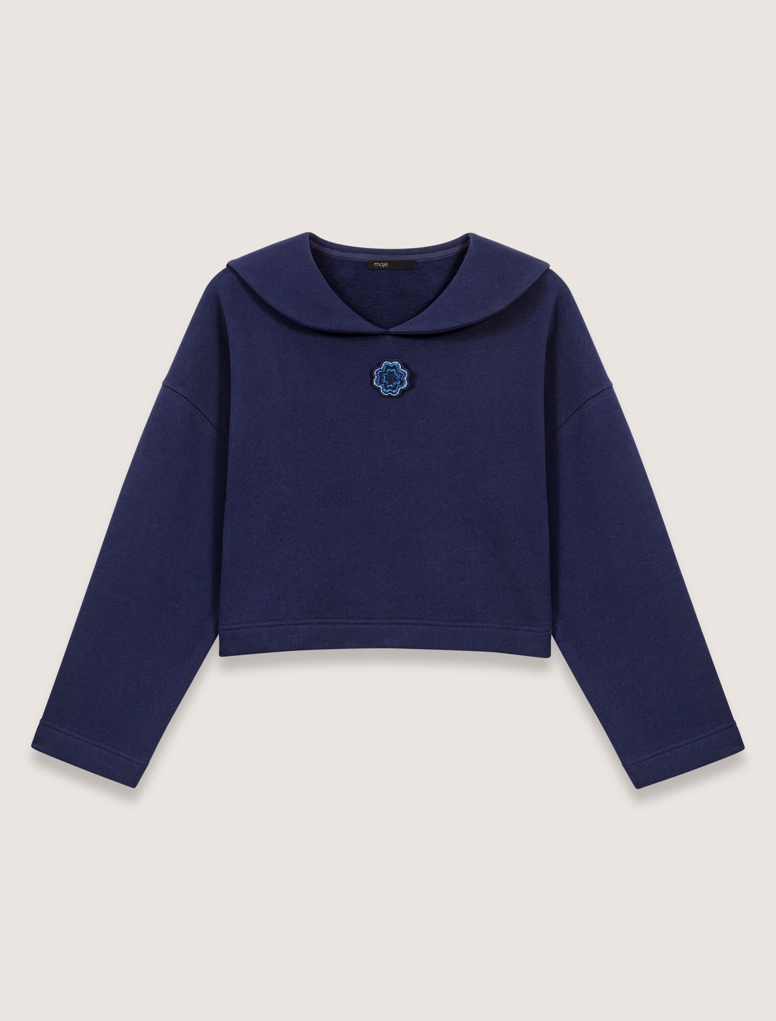 Kurzes Sweatshirt mit Stcikerei