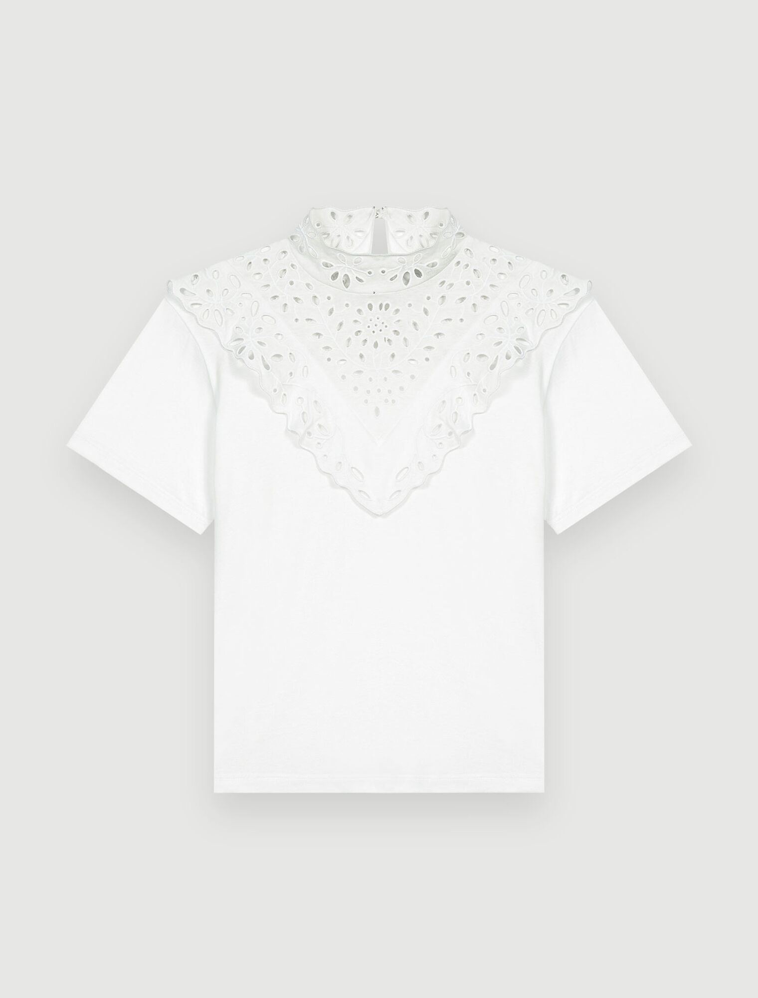 T-Shirt mit Stickereien und Volants