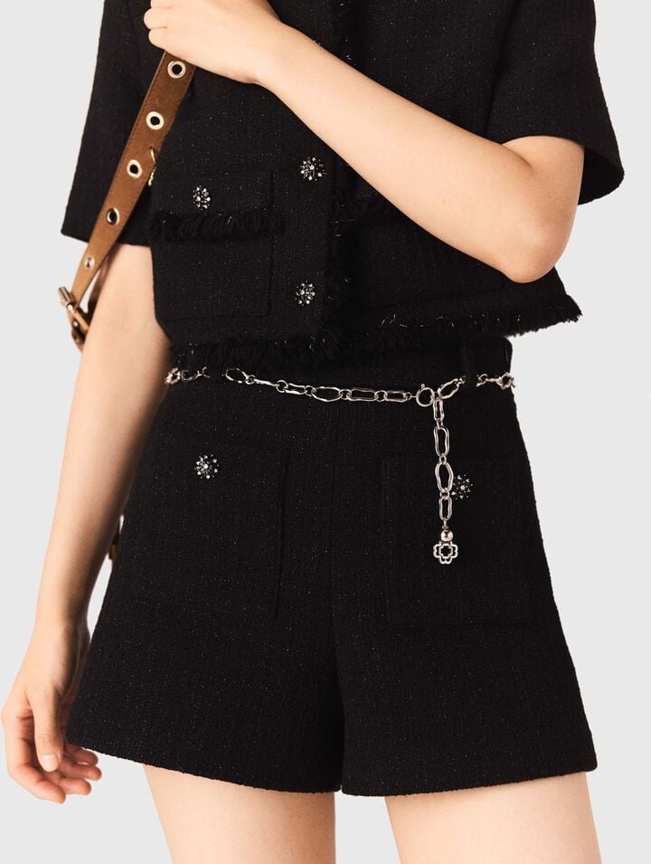 Glänzende Tweed-Shorts