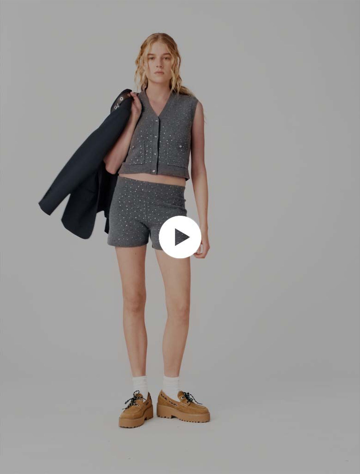 Shorts aus Strick mit Strass