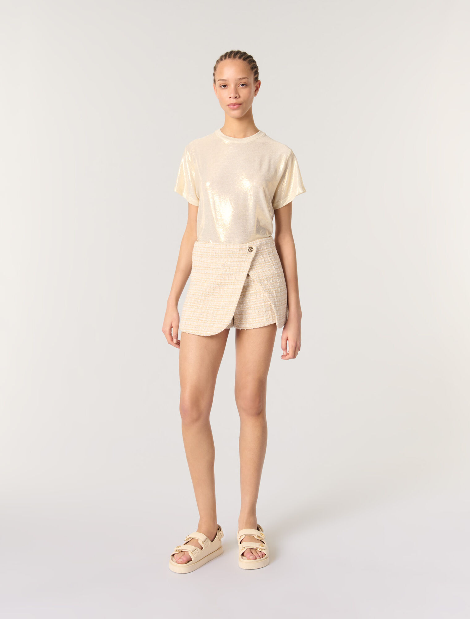 Trompe-l'Oeil-Shorts aus Tweed