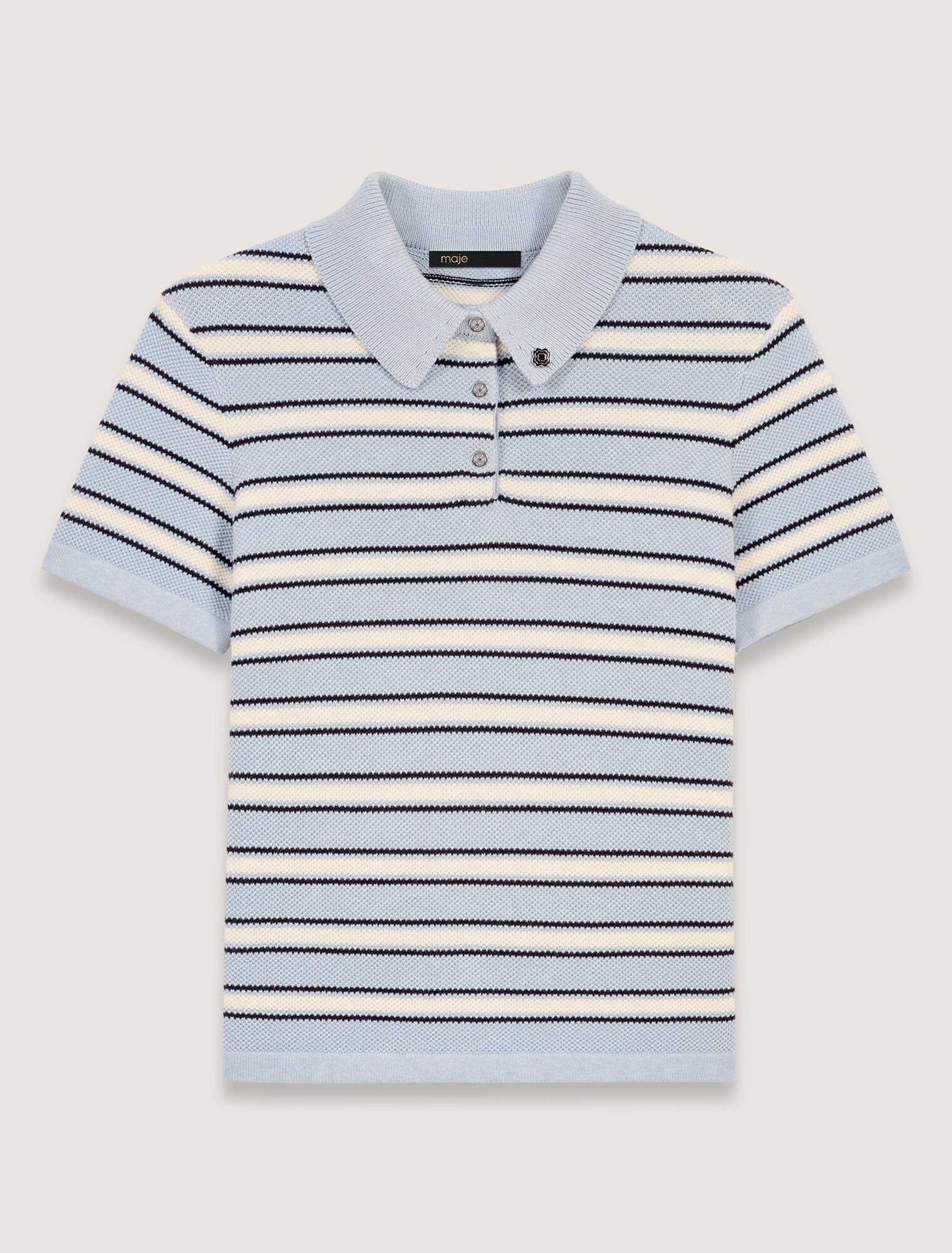 Poloshirt aus Strick mit Streifen