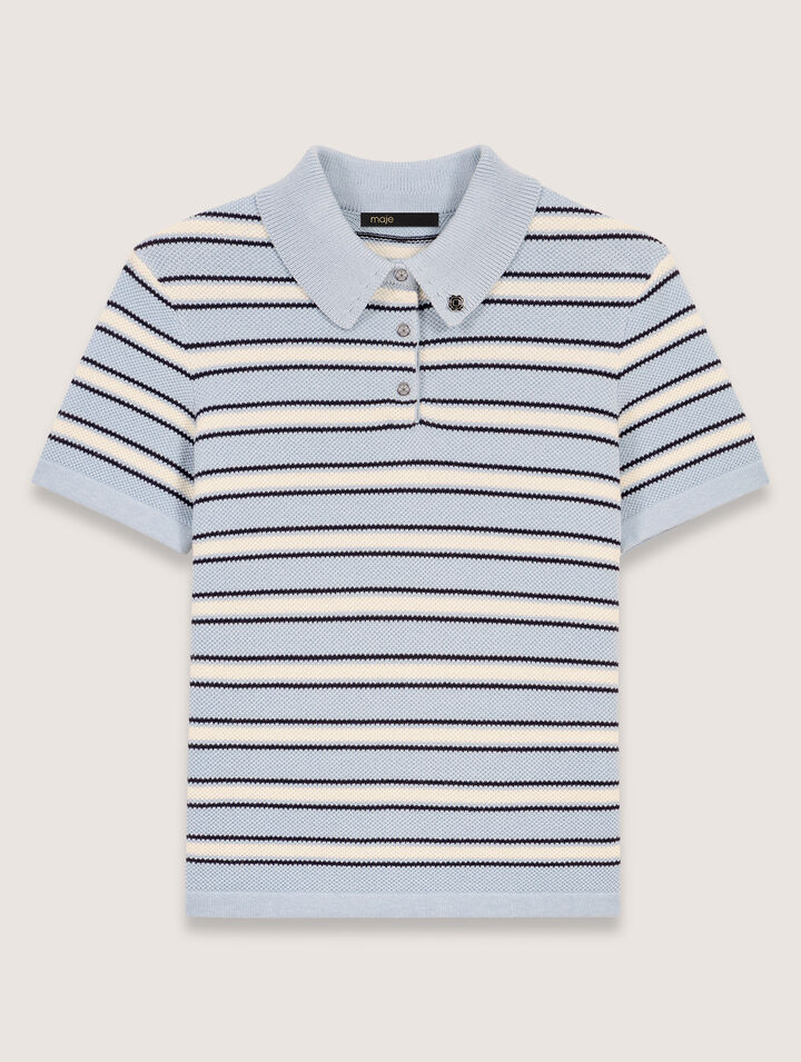 Poloshirt aus Strick mit Streifen