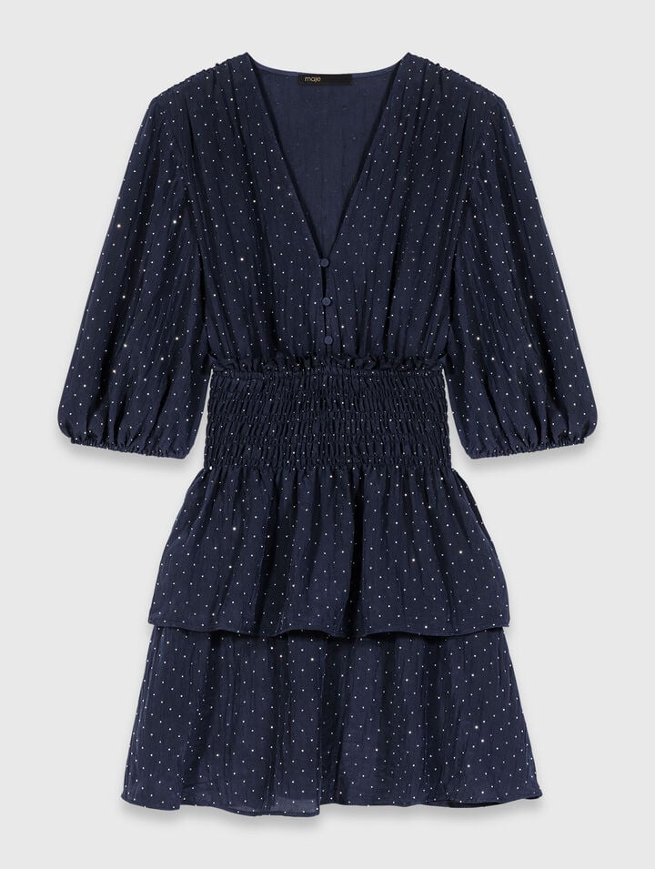 Kleid mit Volants und Strass