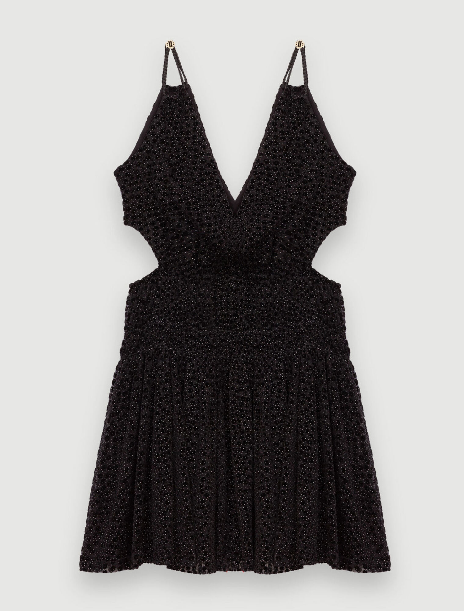 Trägerkleid mit Samtplumetis