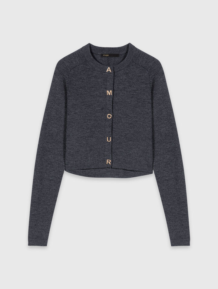 Rippstrick-Cardigan mit Rundhals