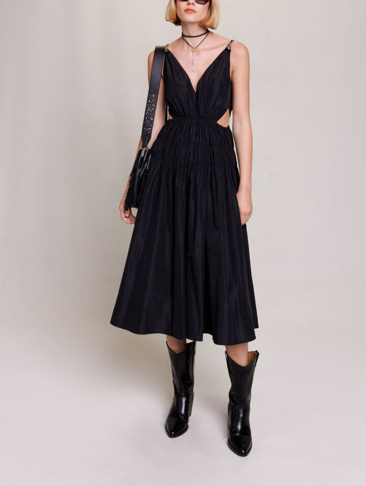Taftkleid mit Cut-Out an der Taille