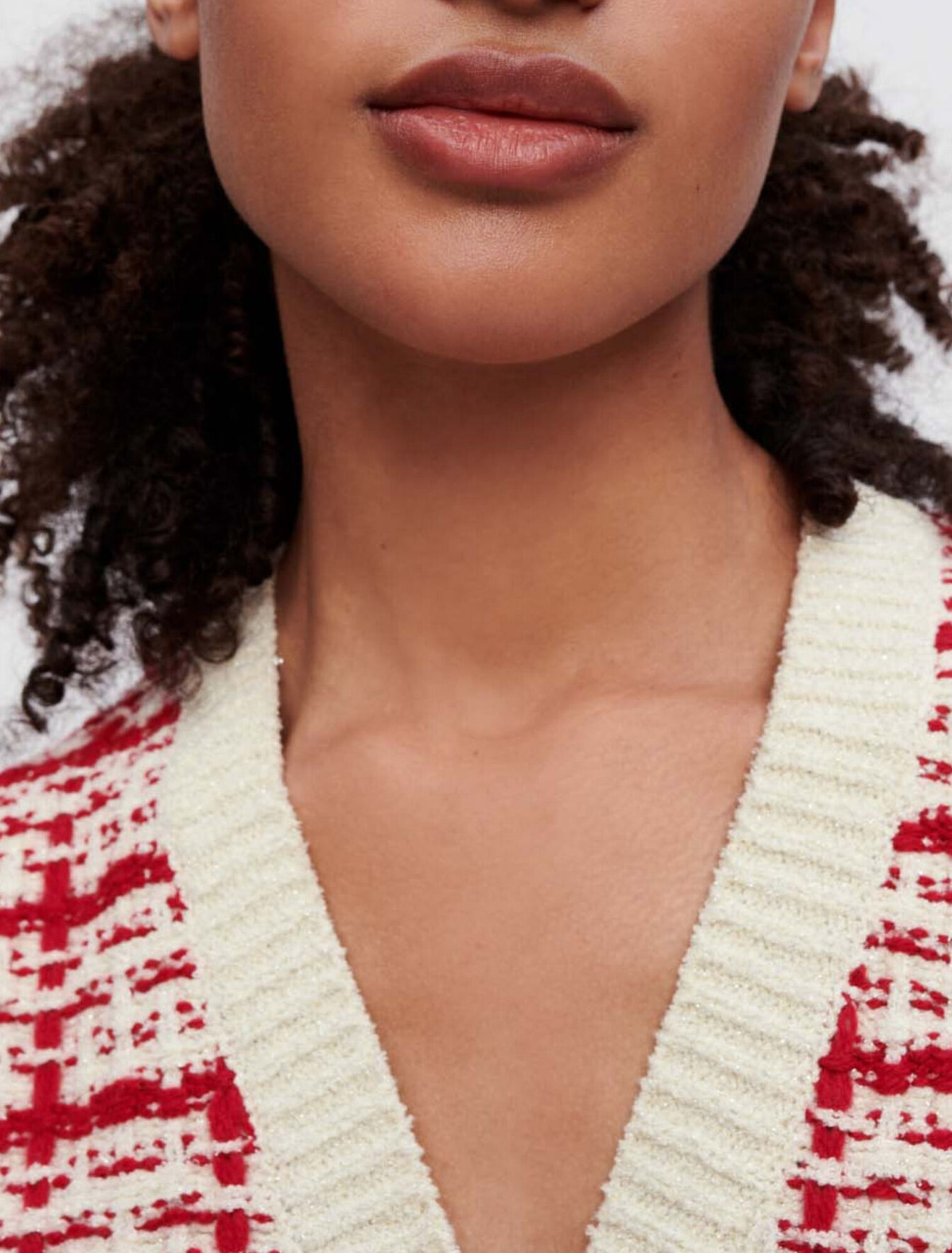 Zweifarbige Strickjacke in Tweed-Optik