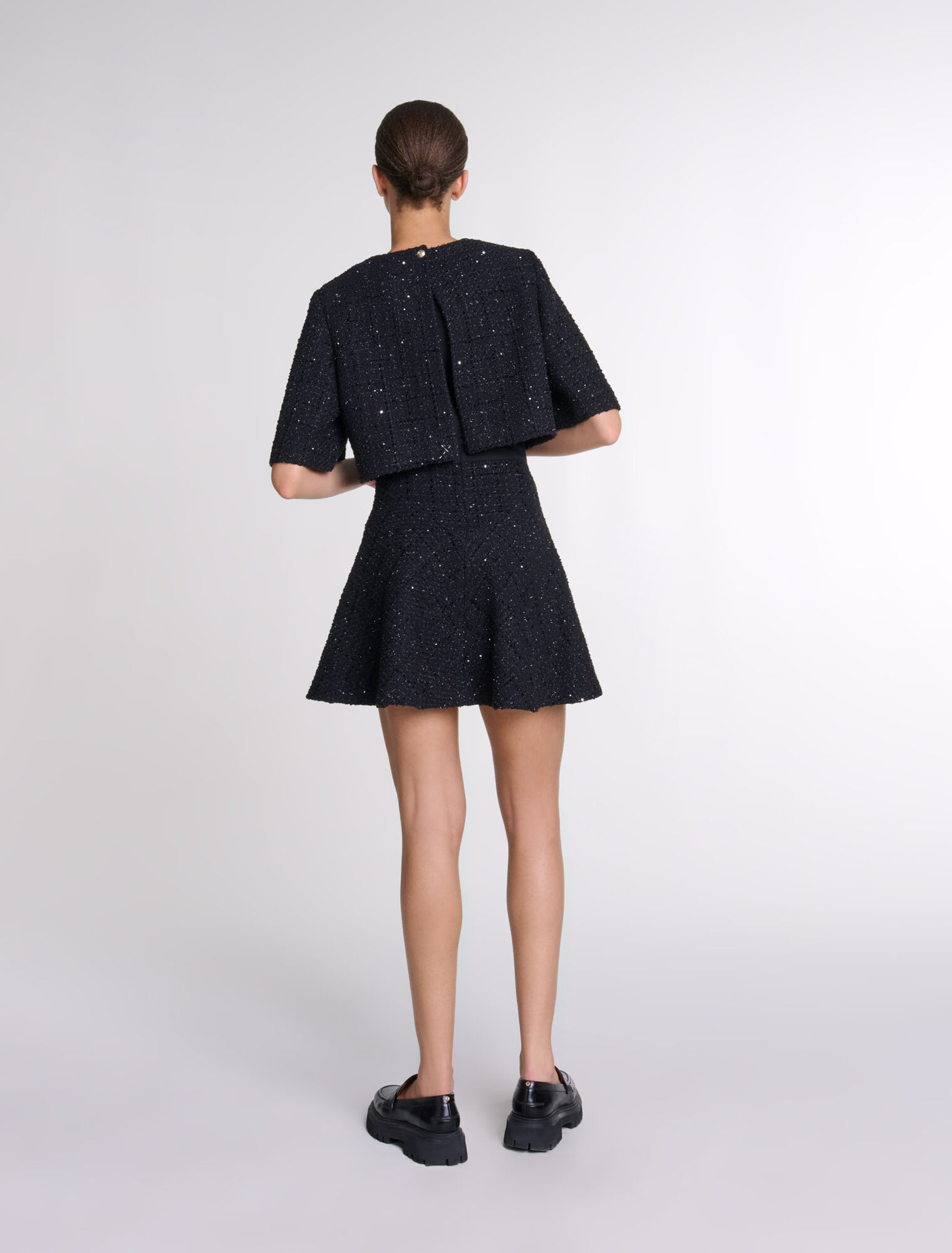 Kurzes 2-in-1 Kleid aus Tweed