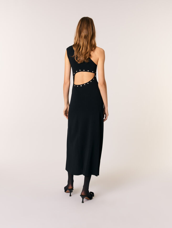 Langes asymmetrisches Strickkleid