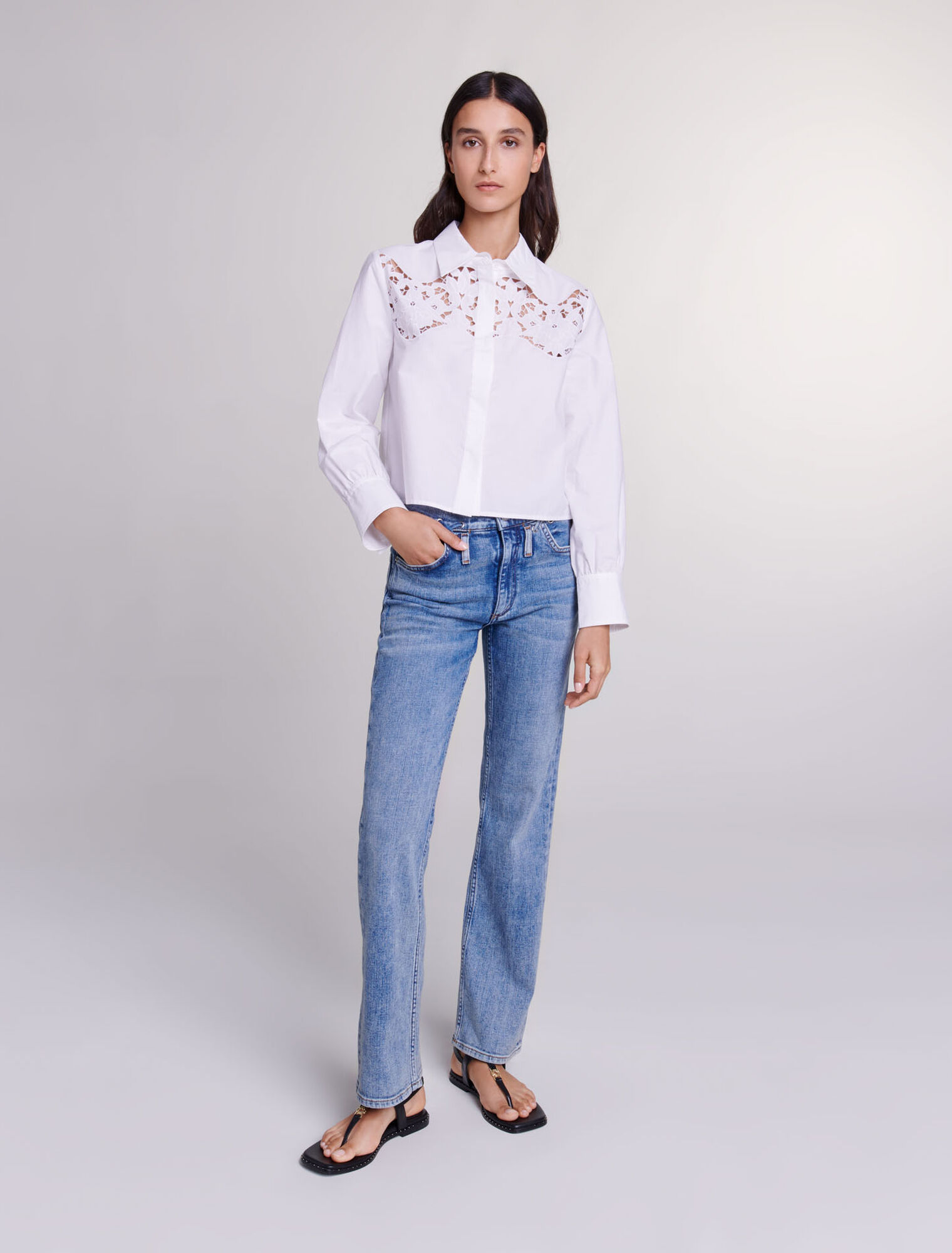 Bluse mit Lochstickerei aus Baumwolle